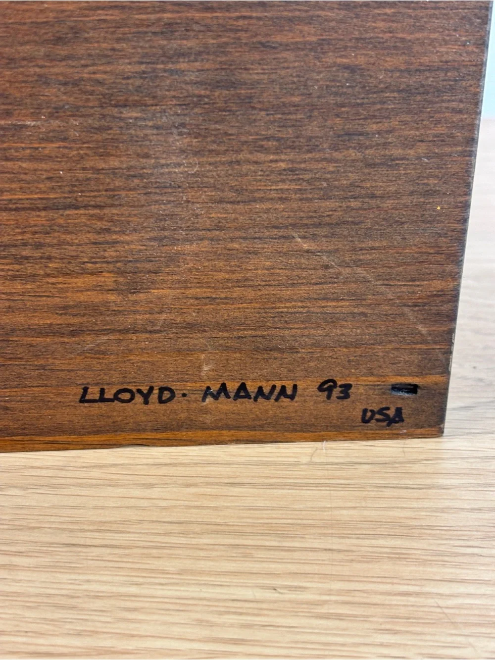 1993 Lloyd-Mann Wooden Moose Top Trinket Box‎ with Painted Geometric Trim